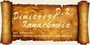 Dimitrije Kanačković vizit kartica